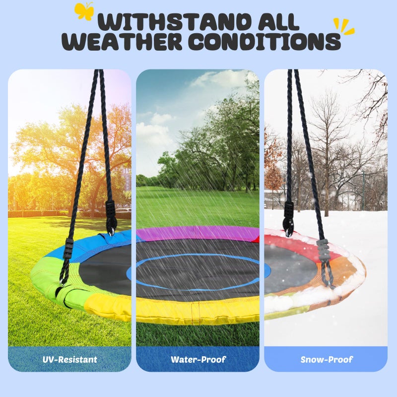 Trekassy 700lb 40 Inch Saucer Tree Swing for Kids Adults Outdoor 900D Oxford Waterproof with 2pcs Tree Hanging Straps, Steel Frame and Adjustable Ropes - Image 4